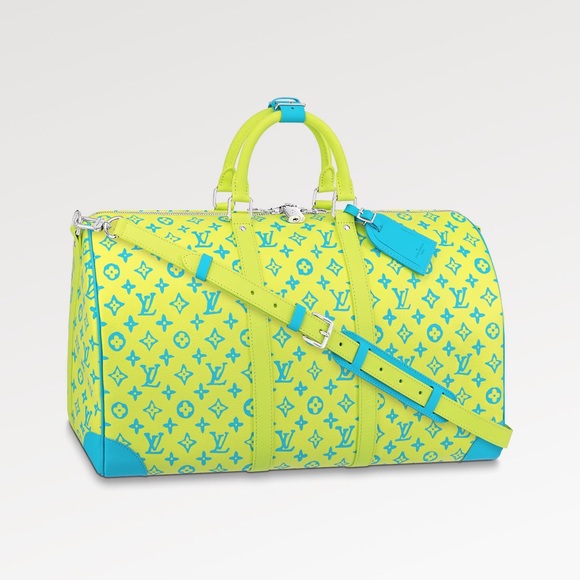 Louis Vuitton Keepall B 50 M21869 💯% Authentic Yellow/Turquoise DuffleBag - Picture 2 of 16